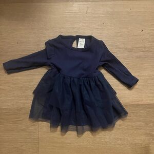 Carter's Navy Ribbed Long-Sleeve Tulle Dress